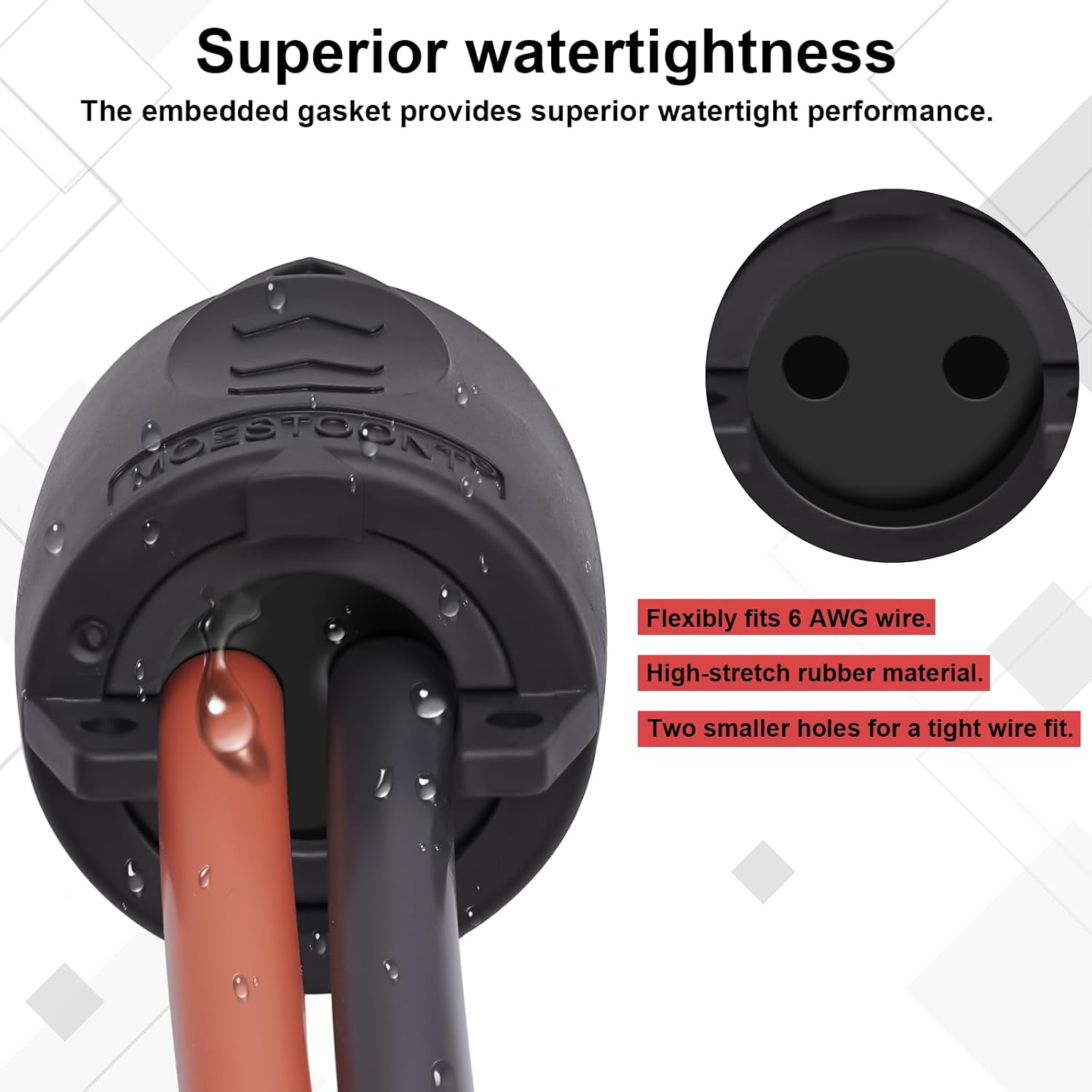 70A Trolling Motor Plug & Receptacle for 12-48V Systems, Heavy Duty, Watertight, Black