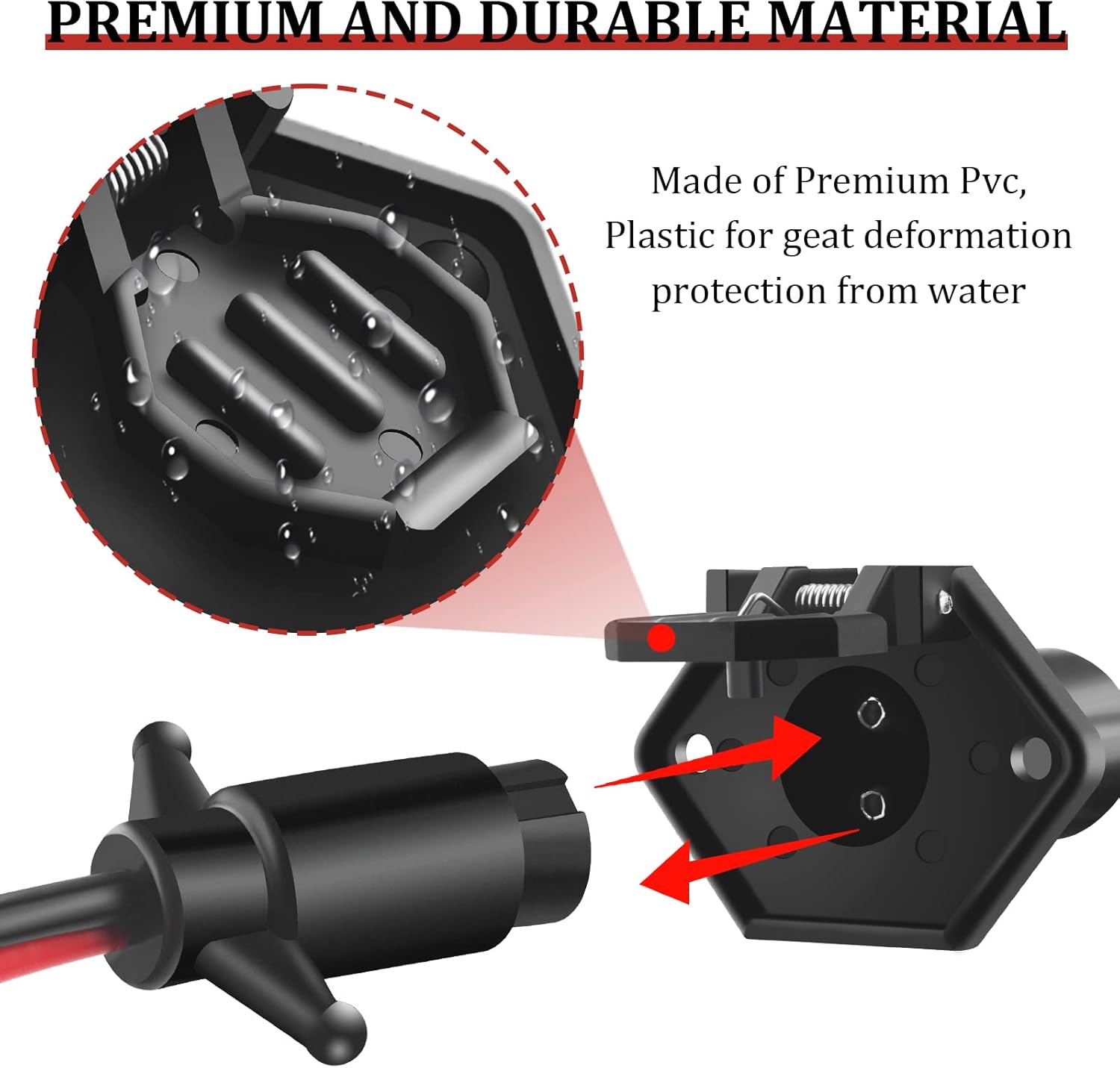 Waterproof Trolling Motor Plug and Receptacle, 12V, Compatible with Minn Kota, Quick Connect