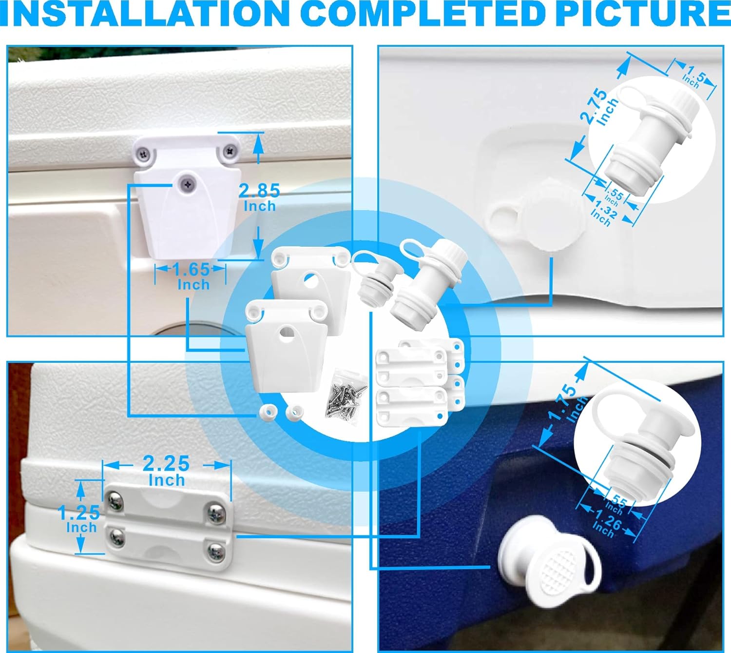 Cooler Replacement Parts Kit for Igloo, Includes Hinges, Latch Posts, and Drain Plug