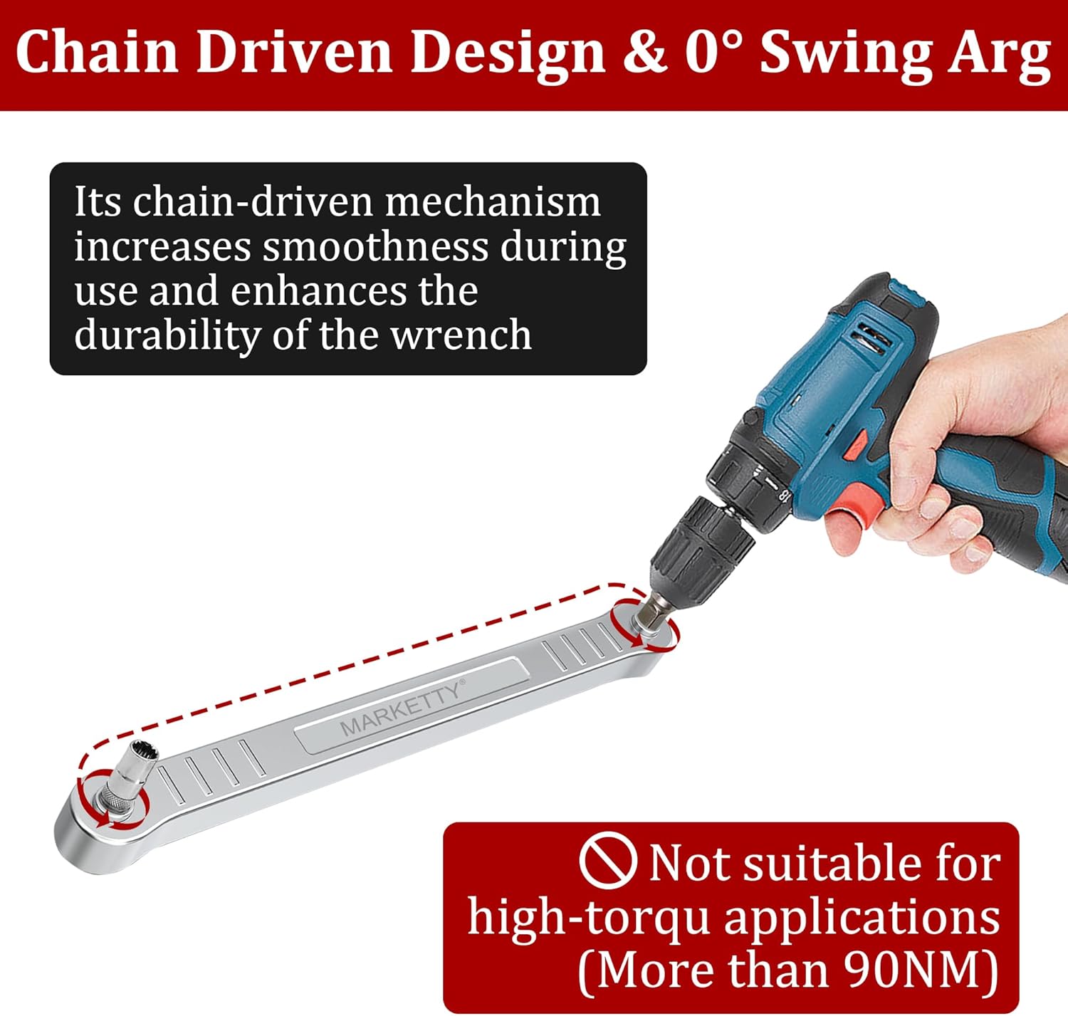 15.35-Inch Offset Ratchet Extension Wrench Set, 3/8-Inch Square Drive, Includes 5 Adapters and Socket