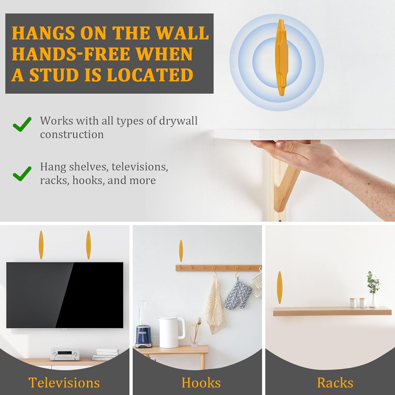 2 PCS Magnetic Stud Finder, Compatible with All Drywall, Easily Locates Screws, Nails, Metal Studs