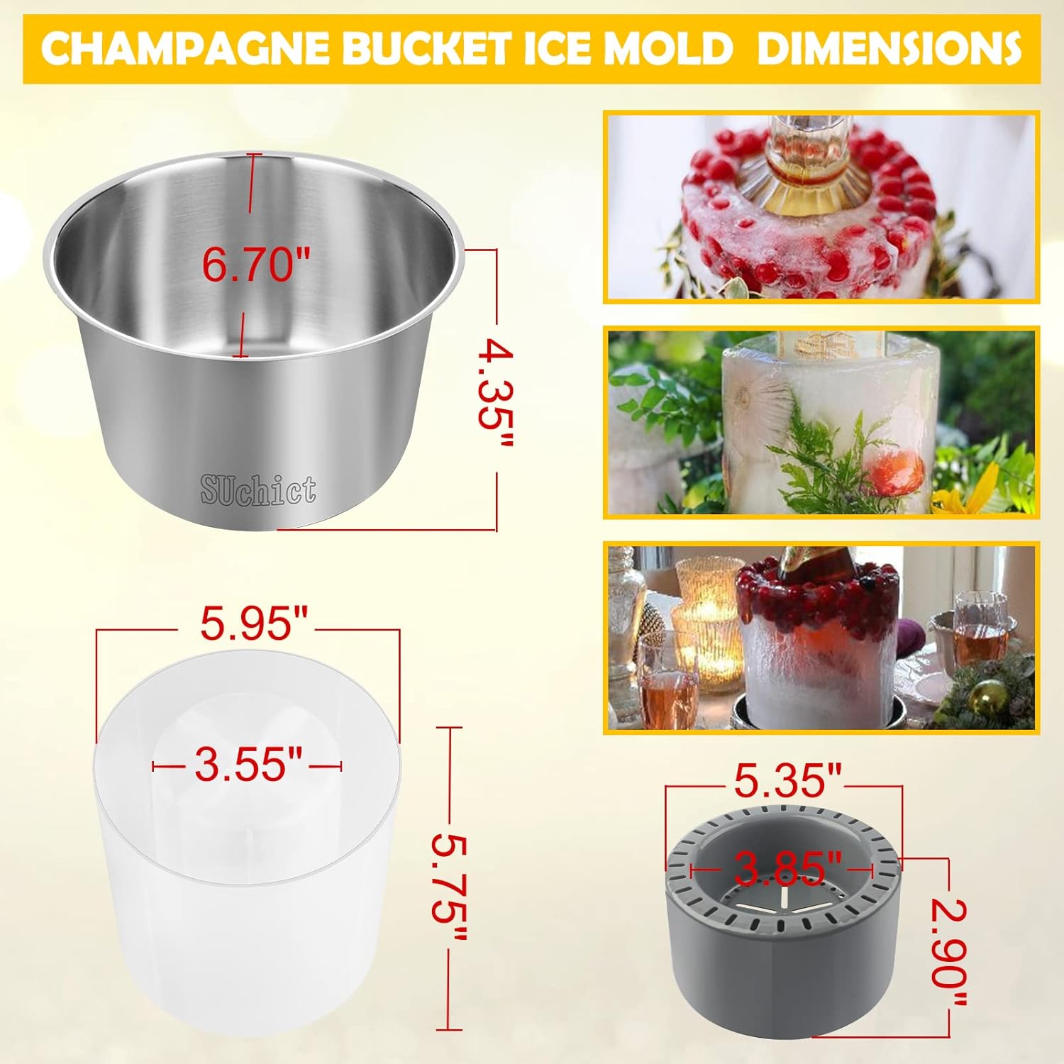 DIY Ice Mold for Wine, Champagne, and Cocktails, Ideal Gift for Parties and Holidays