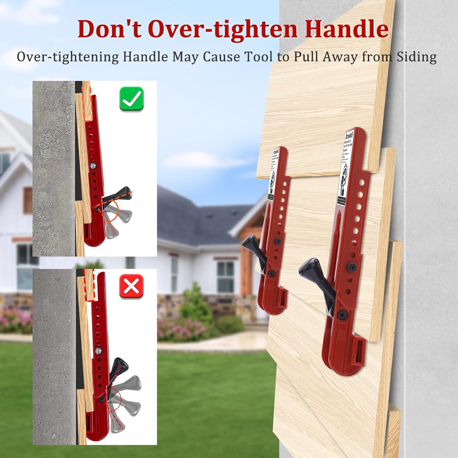 Siding Installation Tools for 5/16-Inch Fiber Cement Siding, Adjustable Mounting Kit, Polycarbonate Lap Siding Gauge, Red