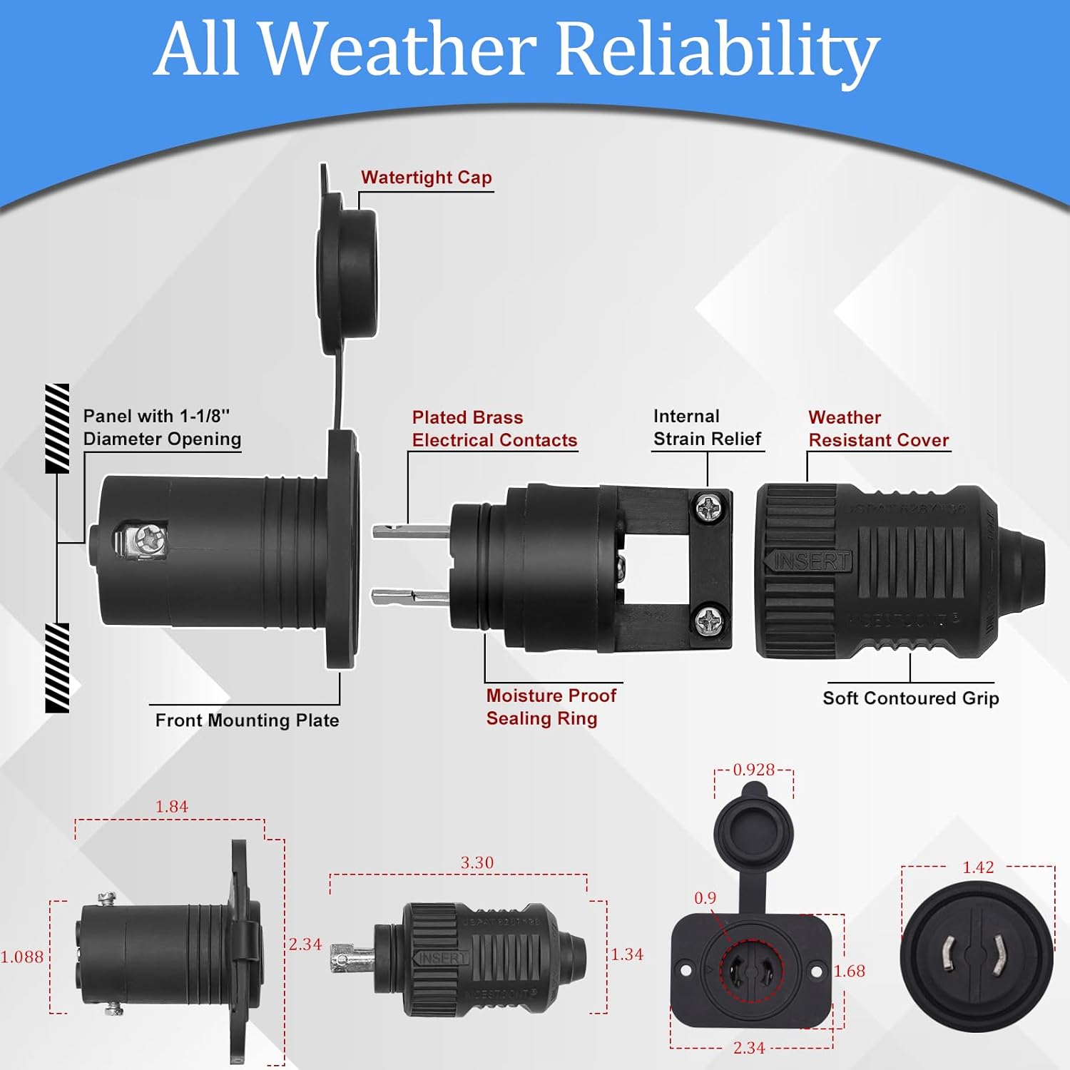 40A Trolling Motor Plug & Receptacle for 12V/24V/36V Systems