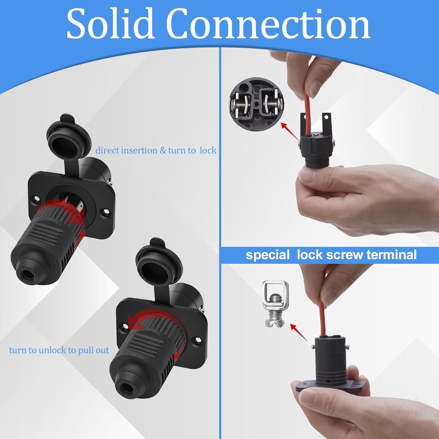 40A Trolling Motor Plug & Receptacle for 12V/24V/36V Systems