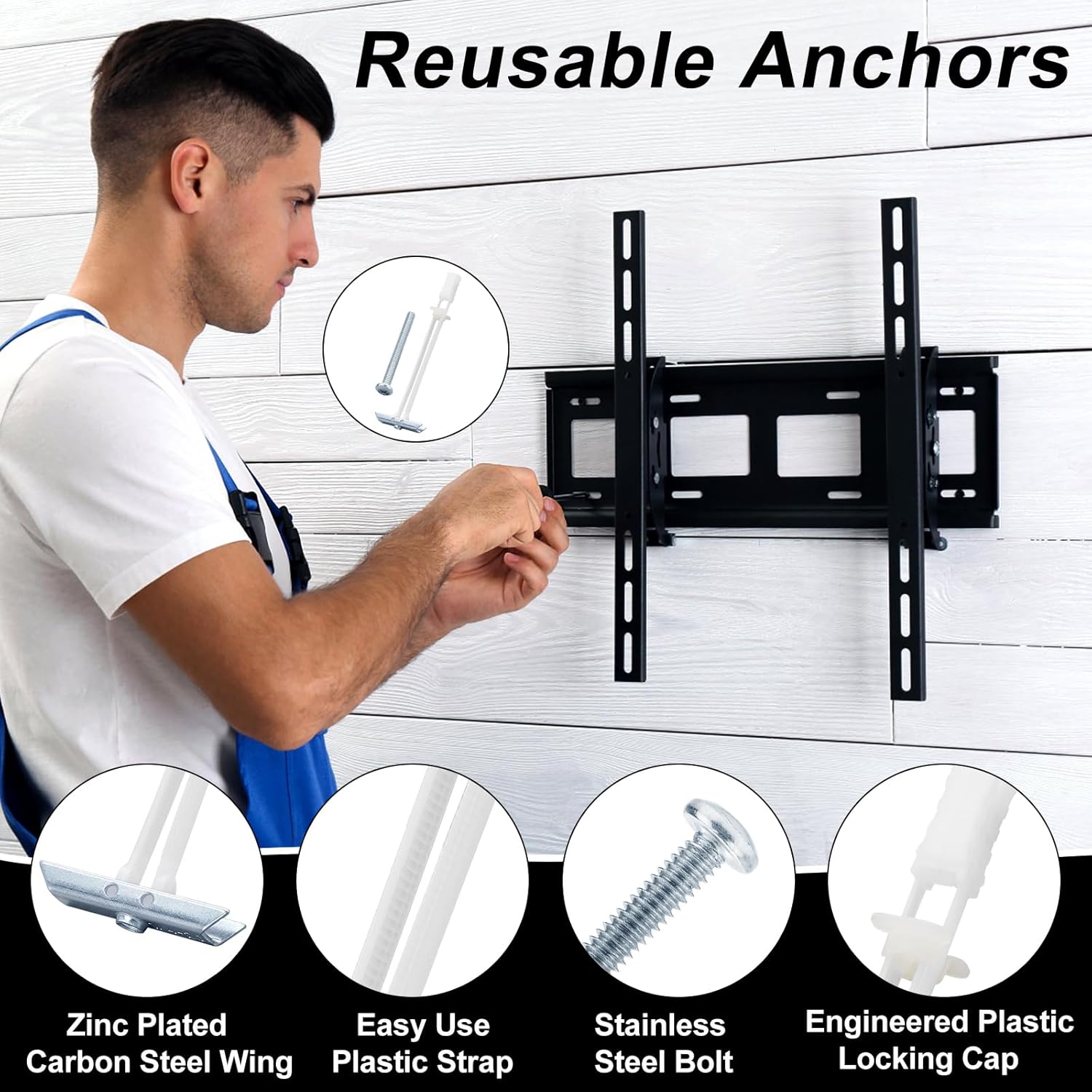 Heavy Duty Drywall Anchors with Bolts, 270 lbs Capacity, 14-Pack, For 1/4”-20 Fasteners