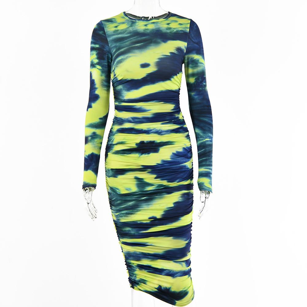 Vibrant Tie-Dye Ruched Bodycon Dress – Eye-Catching Prints for Every Occasion