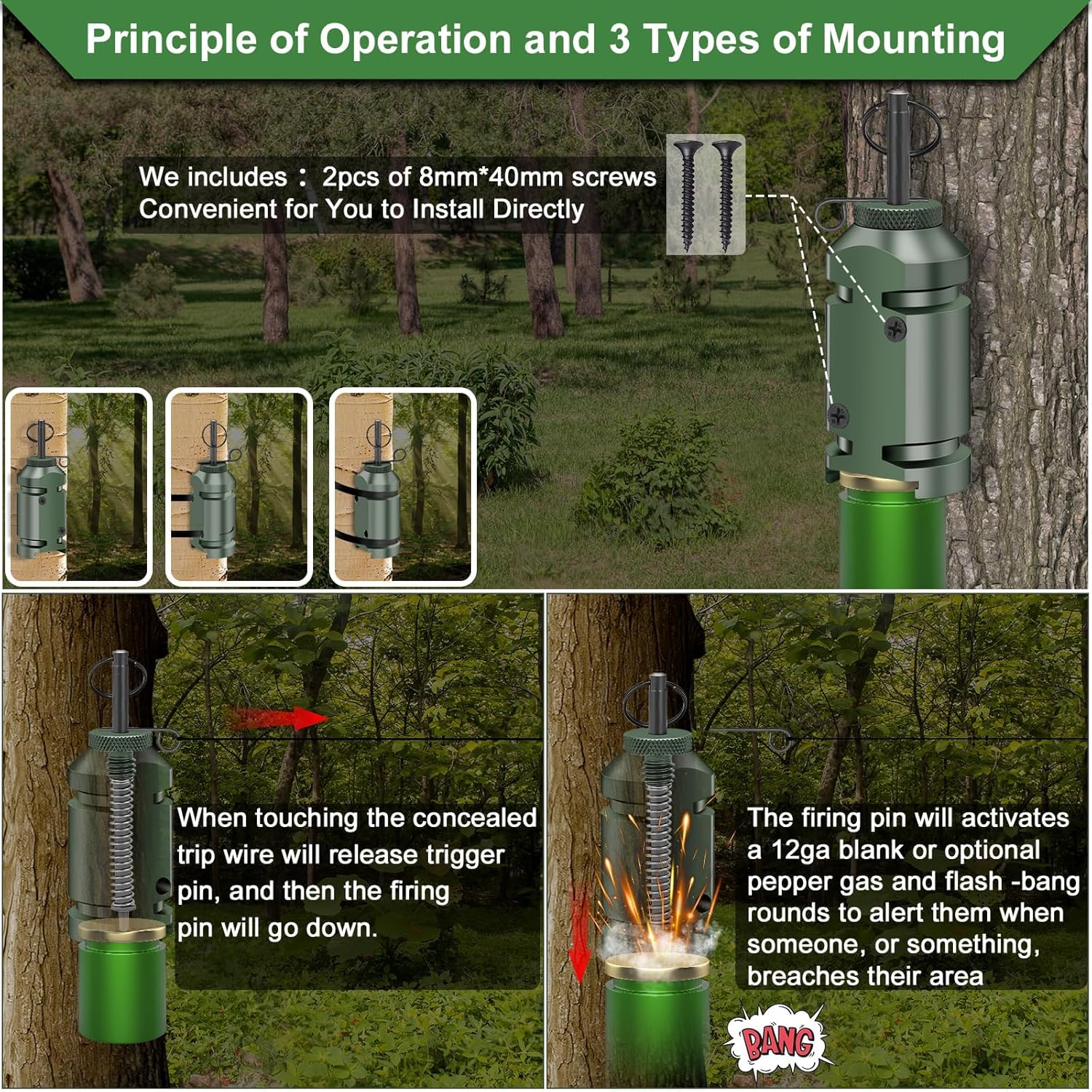 【90% of users' choice】 Trip Alarm，Perimeter Trip Alarm 2.0, 12 Gauge Camping Home Guard, Keep You Safe 24/7