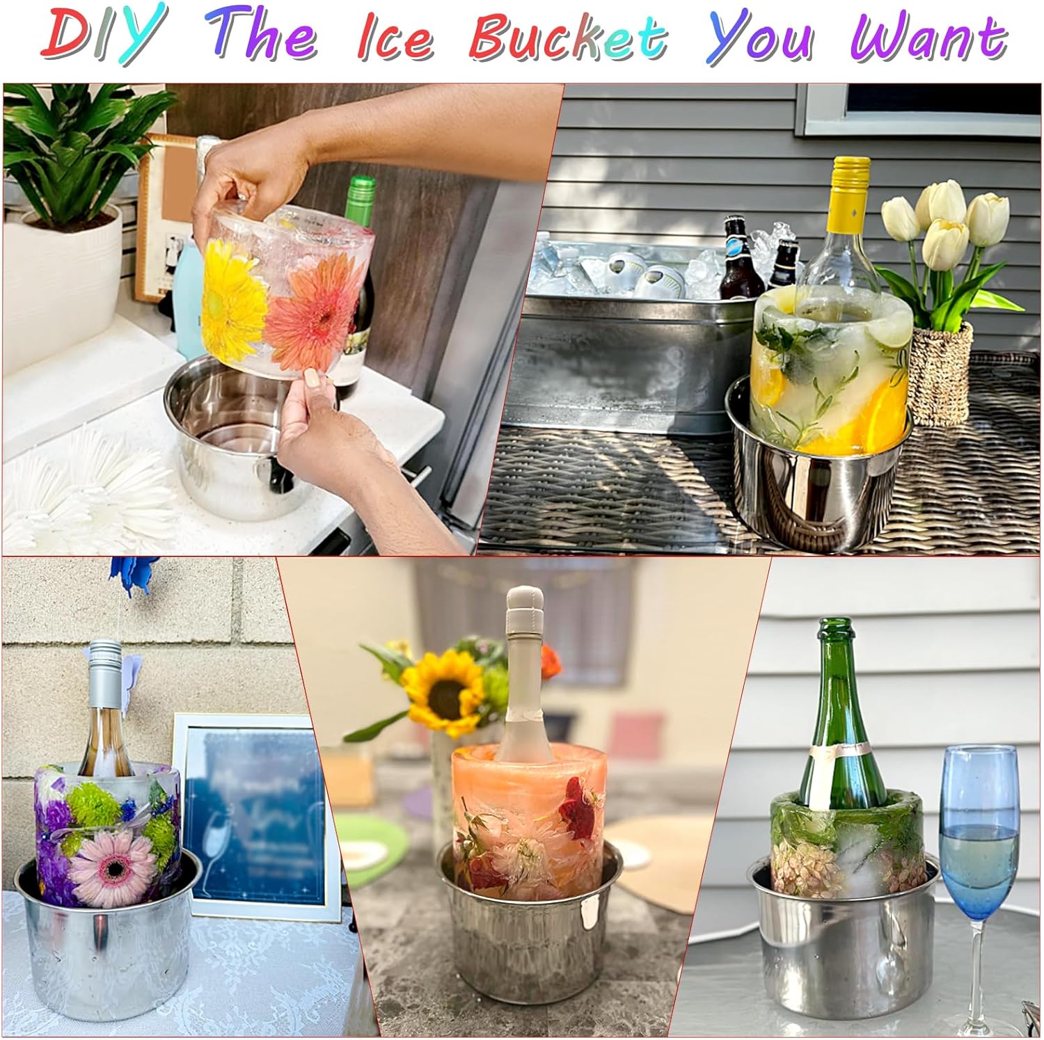 DIY Ice Mold for Wine, Champagne, and Cocktails, Ideal Gift for Parties and Holidays