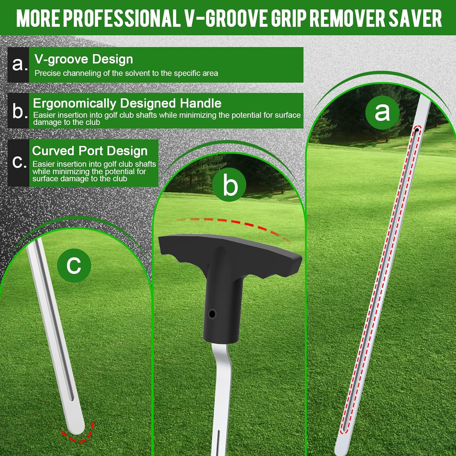 Golf Grip Removal Tool, V-Groove Grip Remover Saver Gripping Tool