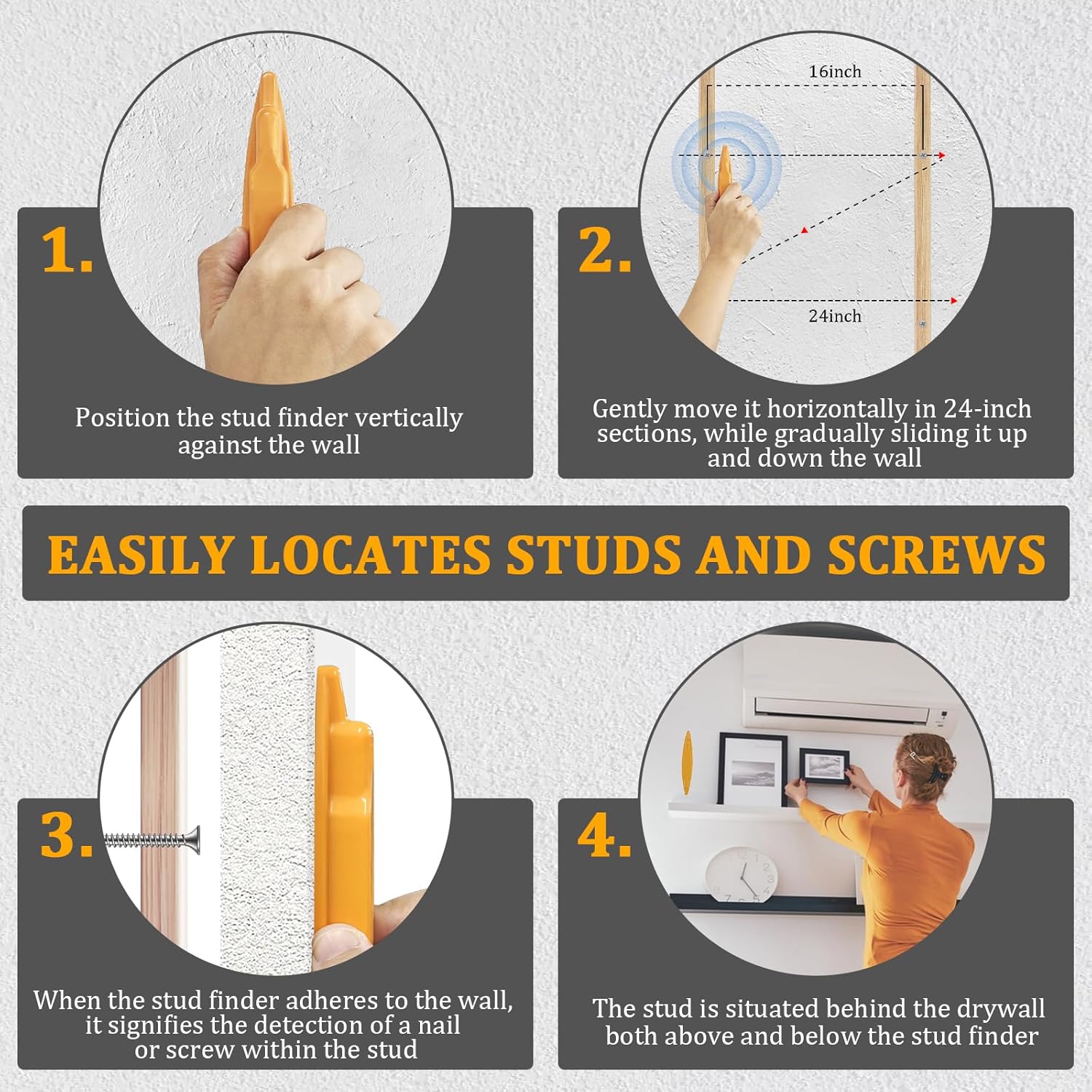 2 PCS Magnetic Stud Finder, Compatible with All Drywall, Easily Locates Screws, Nails, Metal Studs