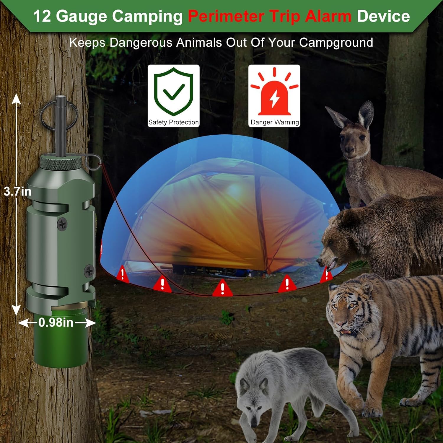 【90% of users' choice】 Trip Alarm，Perimeter Trip Alarm 2.0, 12 Gauge Camping Home Guard, Keep You Safe 24/7