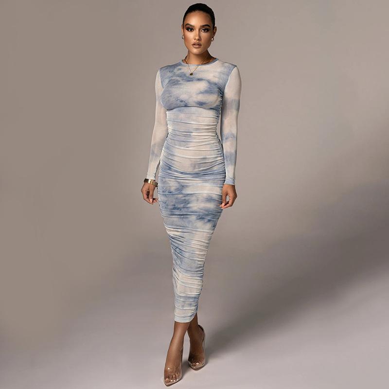 Vibrant Tie-Dye Ruched Bodycon Dress – Eye-Catching Prints for Every Occasion