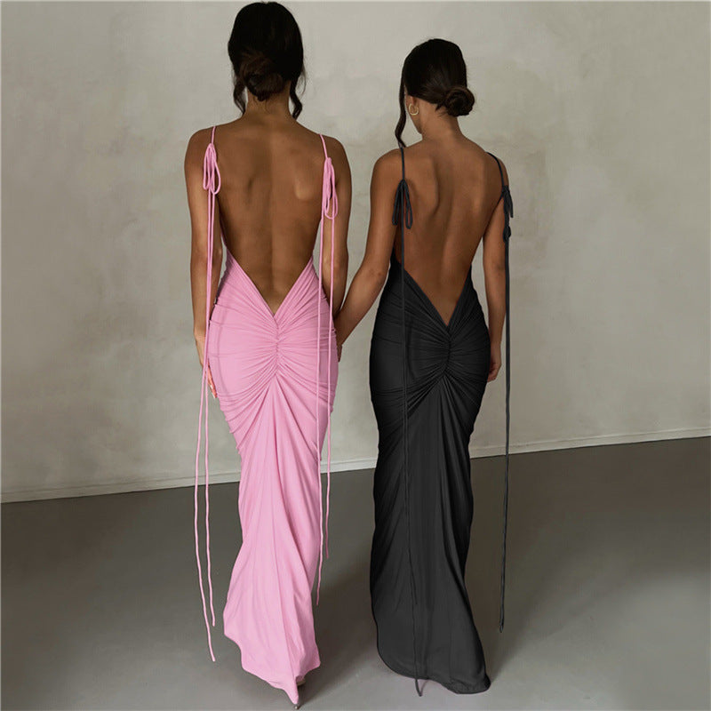 Elegant Allure Backless Dress - Add Sparkle to Your Unforgettable Night