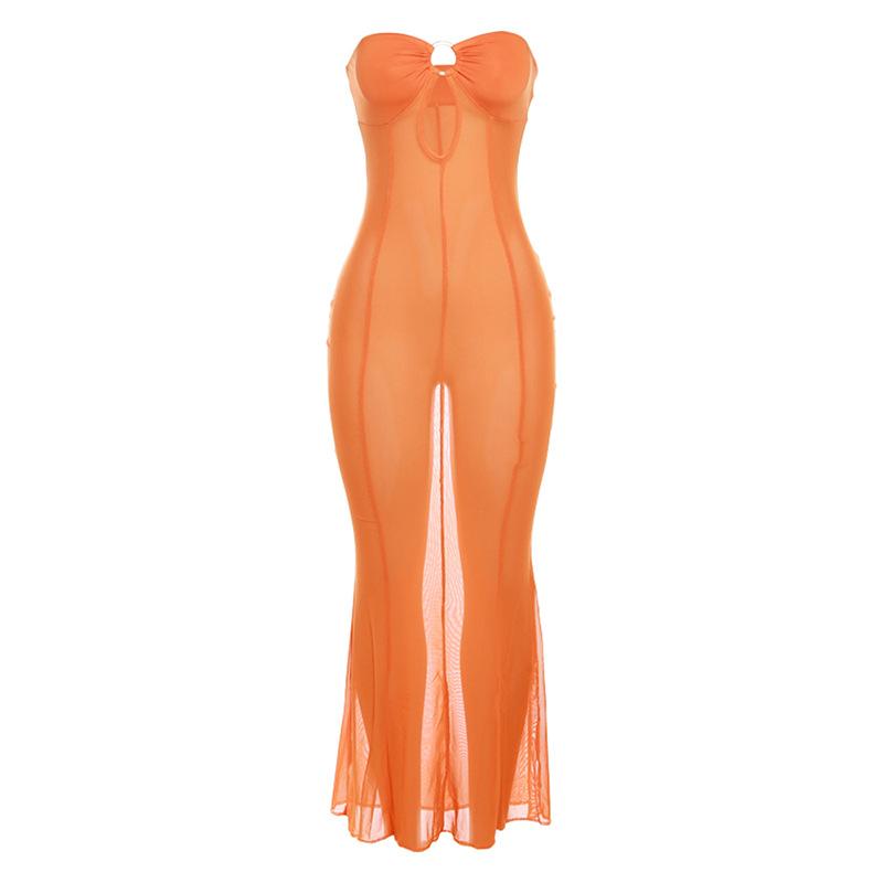 Stunning Sheer Mesh Maxi Dress with Flattering Cutouts – Perfect for Summer Nights